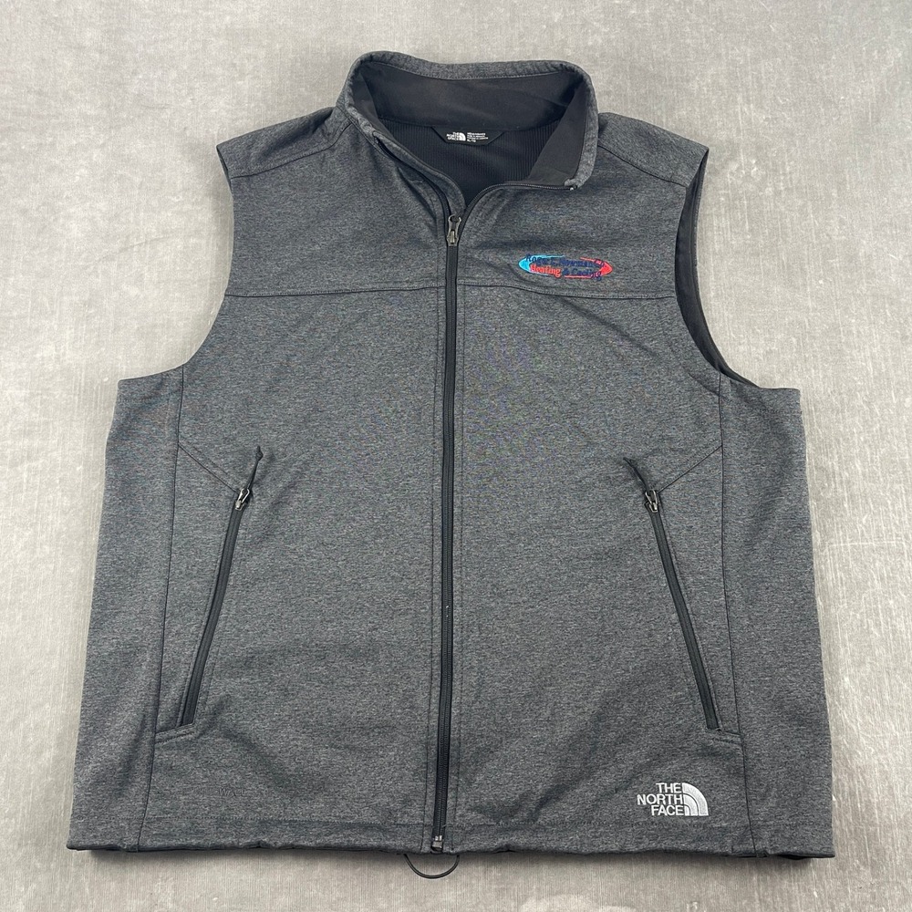 The North Face Mens XL Gray Softshell Vest WindWall Grid Fleece Corporate‎ Logo